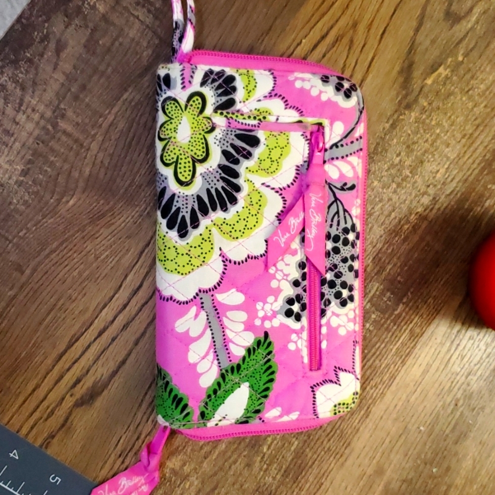 Vera Bradley pink with floral print Grab and Go wristlet / wallet.
